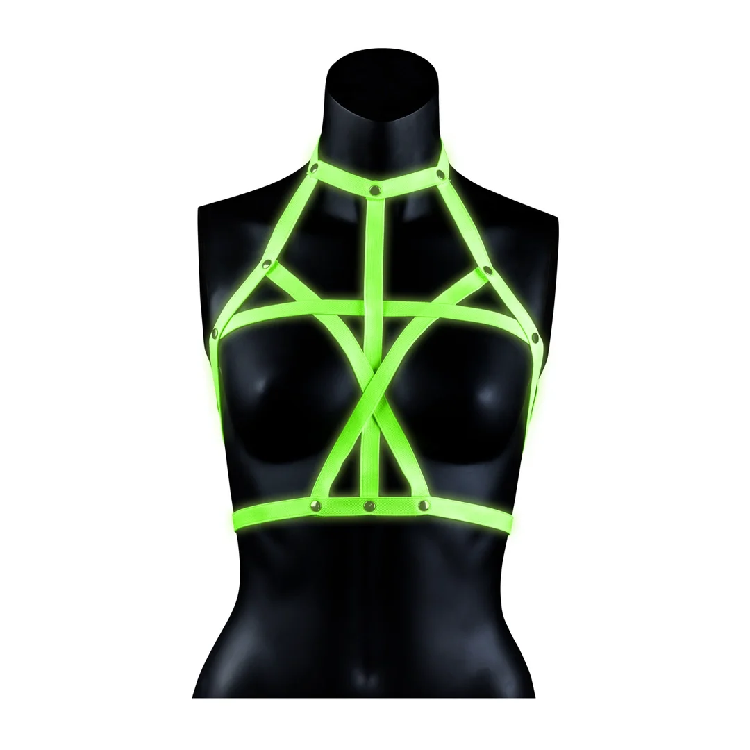 Ouch! Glow in the Dark uprząż biustonosza L/XL, fluorescencyjna — zdjęcie 2