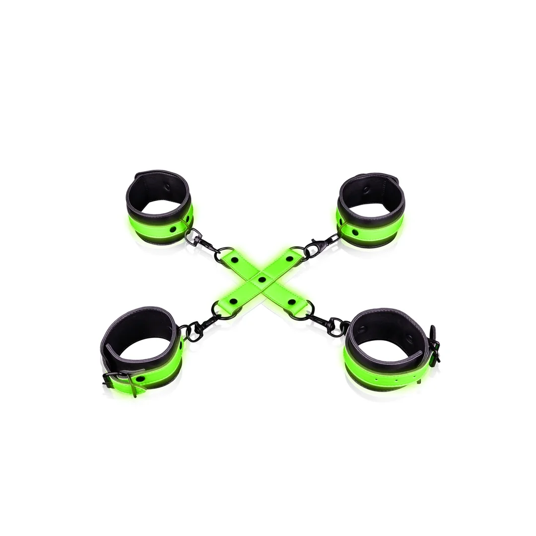 Ouch! Glow in the Dark - Zestaw mankietow na ręce i kostki, fluorescencyjny — zdjęcie 2