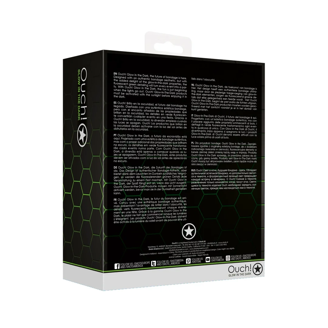 Ouch! Glow in the Dark - Zestaw mankietow na ręce i kostki, fluorescencyjny — zdjęcie 4
