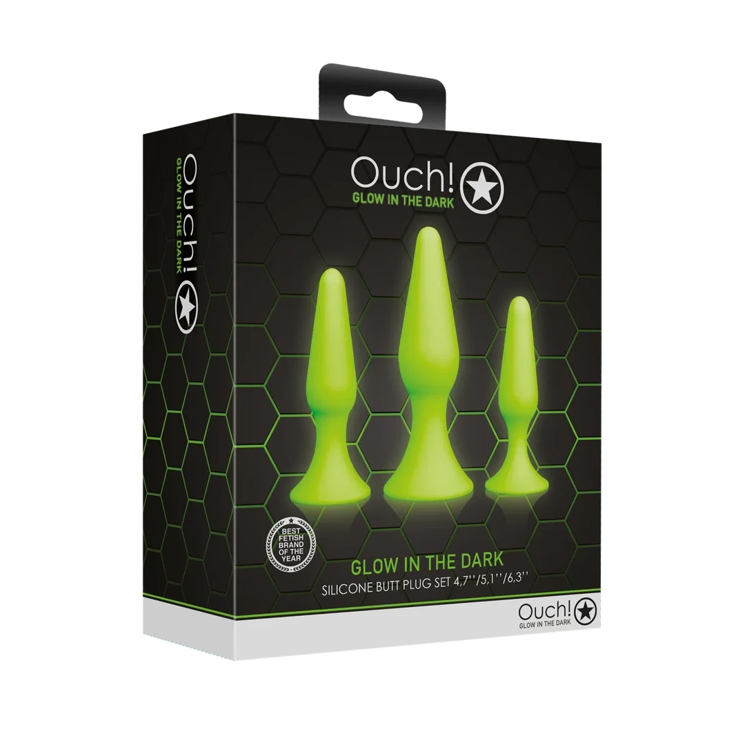 Ouch! Glow in the Dark - zestaw świecących w ciemności zatyczek, zielone — zdjęcie 2