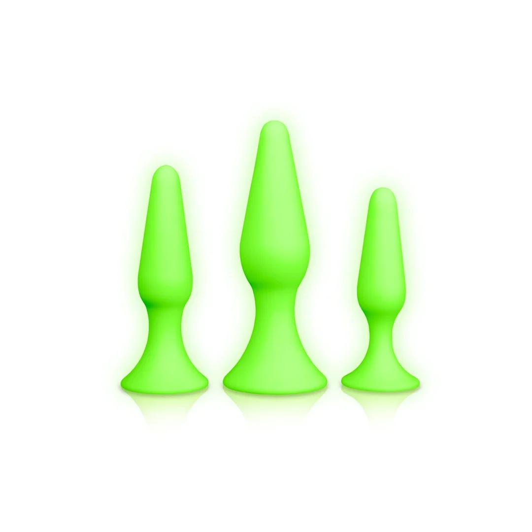 Ouch! Glow in the Dark - zestaw świecących w ciemności zatyczek, zielone — zdjęcie 3