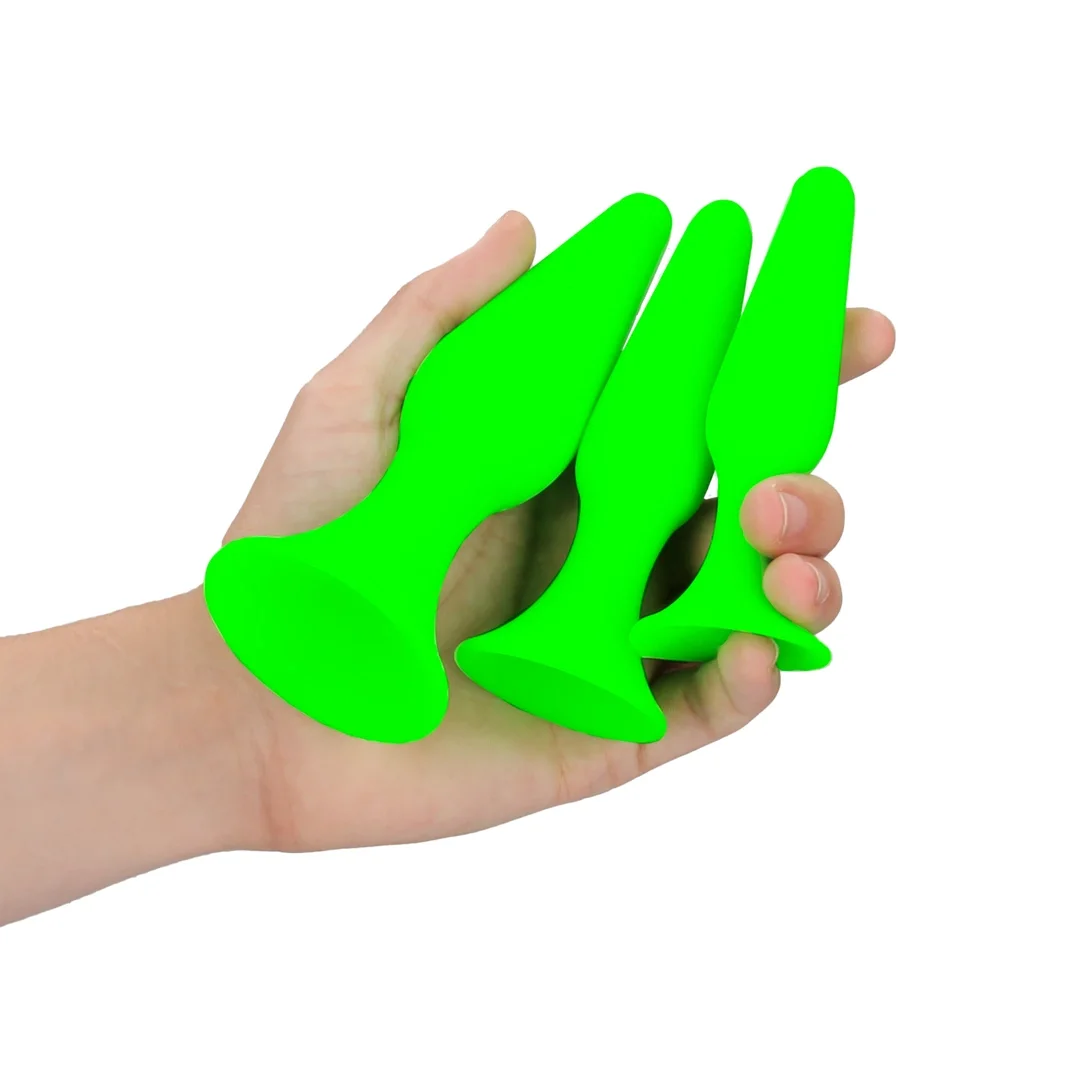 Ouch! Glow in the Dark - zestaw świecących w ciemności zatyczek, zielone — zdjęcie 4