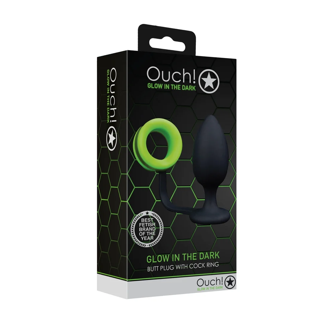 Ouch! Glow in the Dark - zestaw z pierścieniem i korkiem, świecący — zdjęcie 4