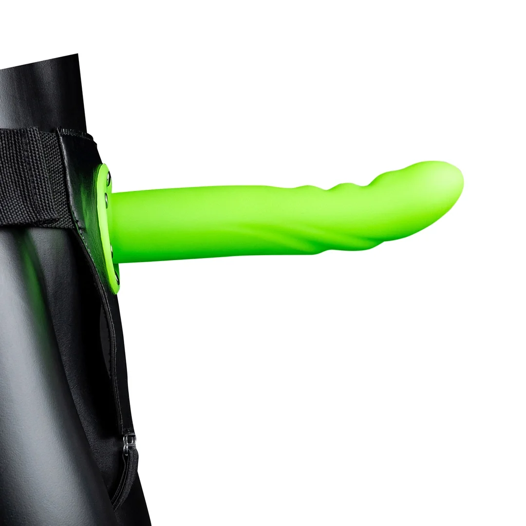 Ouch! Hollow Strap-On 20 cm Świecący, Wypustki, Regulowany Pasek — zdjęcie 4
