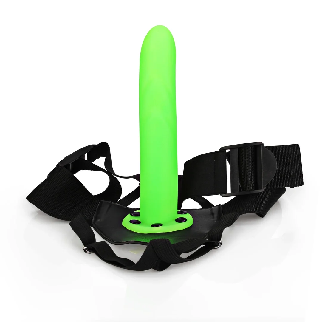 Ouch! Hollow Strap-On 20 cm Świecący, Wypustki, Regulowany Pasek — zdjęcie 6