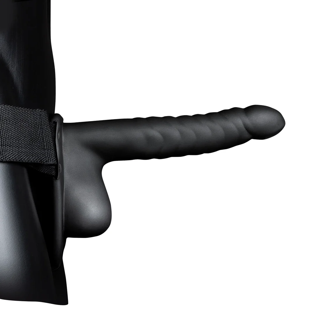 Ouch! Hollow Strap-On Żebrowany model z paskiem 21 cm anatomiczny — zdjęcie 4