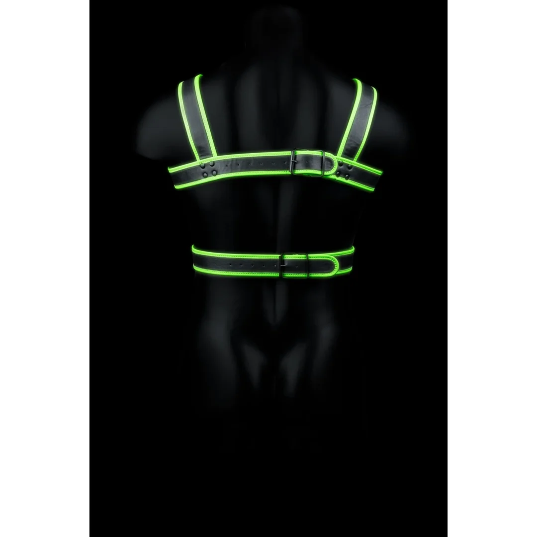 Ouch! Kamizelka fluorescencyjna świecąca S/M, regulowana, zielona — zdjęcie 4