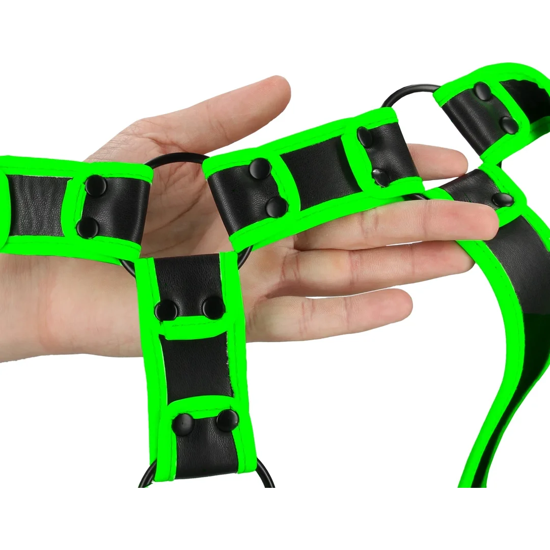 Ouch! Kamizelka fluorescencyjna świecąca S/M, regulowana, zielona — zdjęcie 7