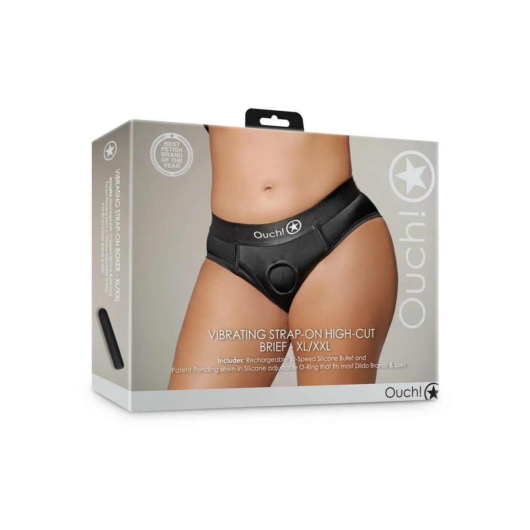 Ouch! Majtki z wysokim stanem XL/XXL z wibracją i systemem O-Ring — zdjęcie 2