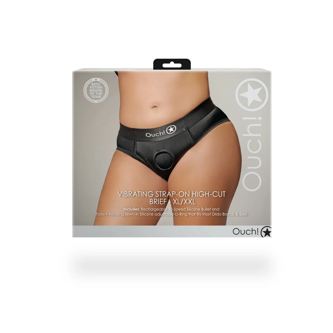 Ouch! Majtki z wysokim stanem XL/XXL z wibracją i systemem O-Ring — zdjęcie 3