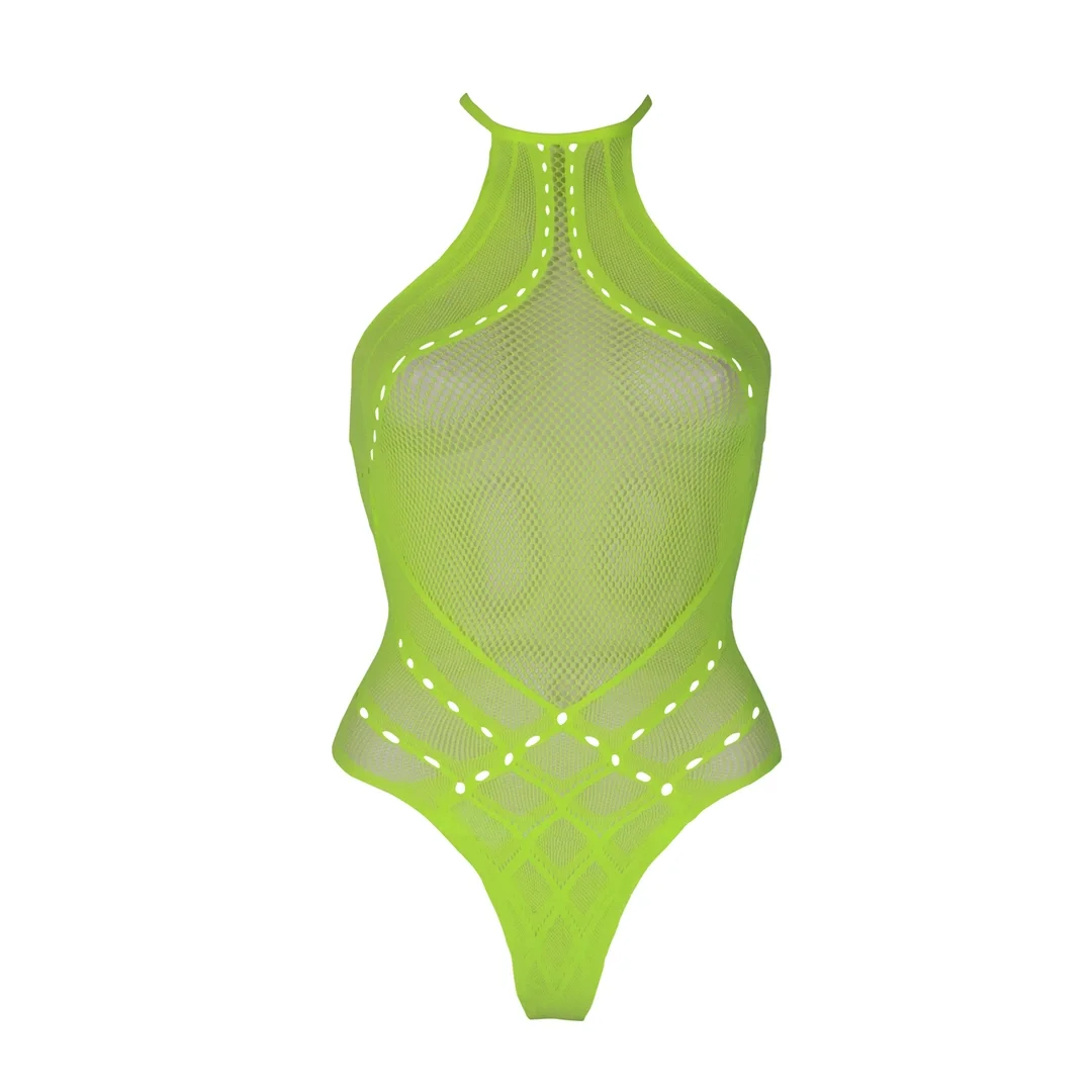 Ouch! Neon Body z dekoltem w szpic XL-XXXXL aktywowane UV roż — zdjęcie 4