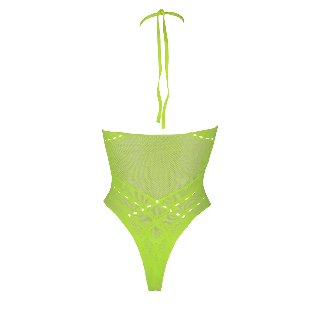 Ouch! Neon Body z dekoltem w szpic XL-XXXXL aktywowane UV roż — zdjęcie 5