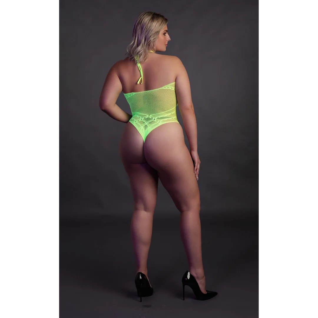 Ouch! Neon Body z dekoltem w szpic XL-XXXXL aktywowane UV roż — zdjęcie 7