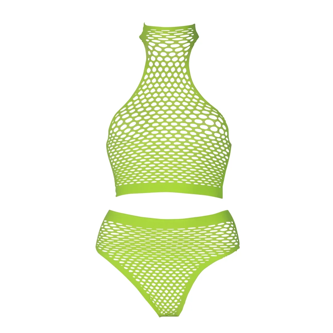 Ouch! Neon Set Top z Golfem i Majtki Wysoki Stan XL-XXXXL Neon Roż/Zieleń — zdjęcie 4