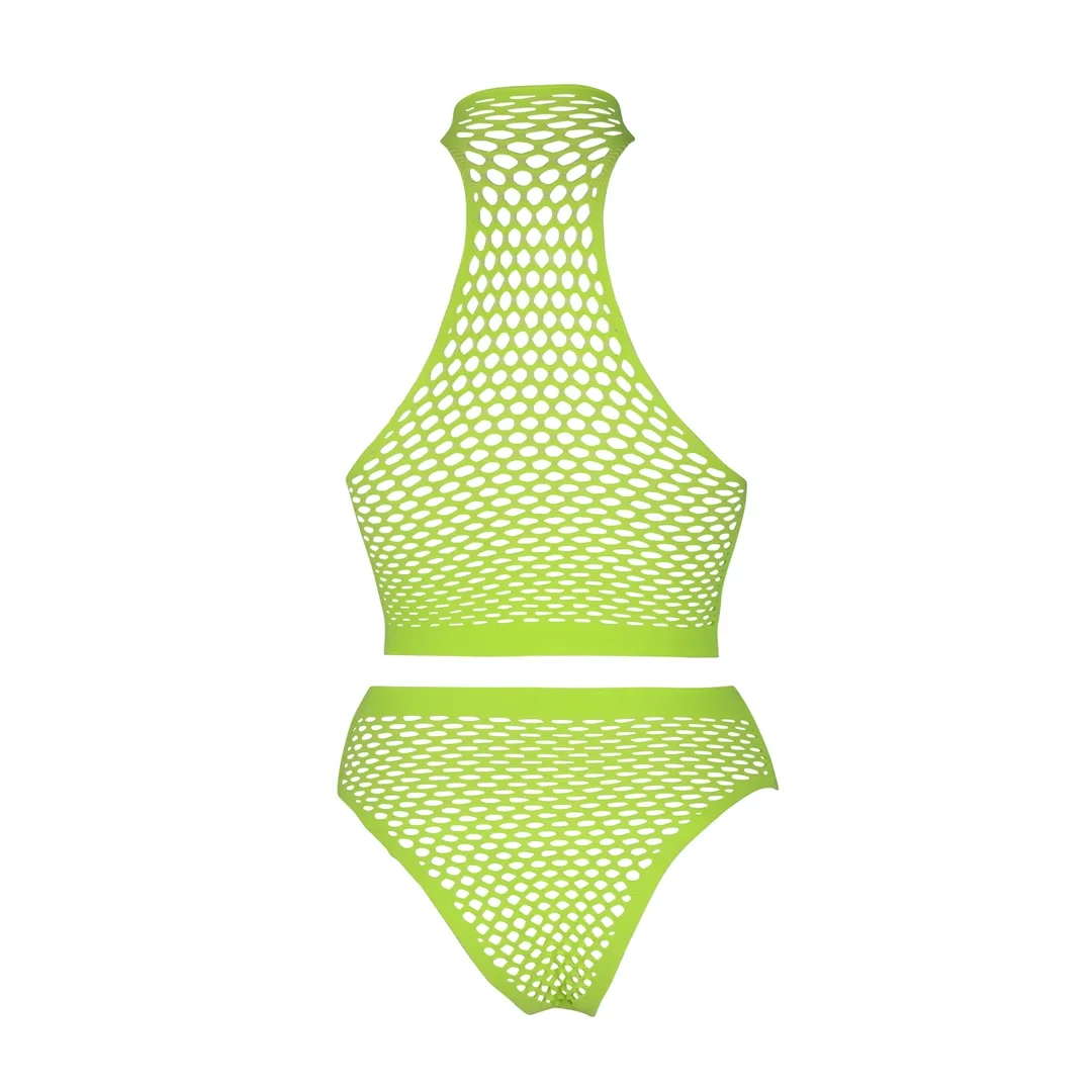 Ouch! Neon Set Top z Golfem i Majtki Wysoki Stan XL-XXXXL Neon Roż/Zieleń — zdjęcie 5