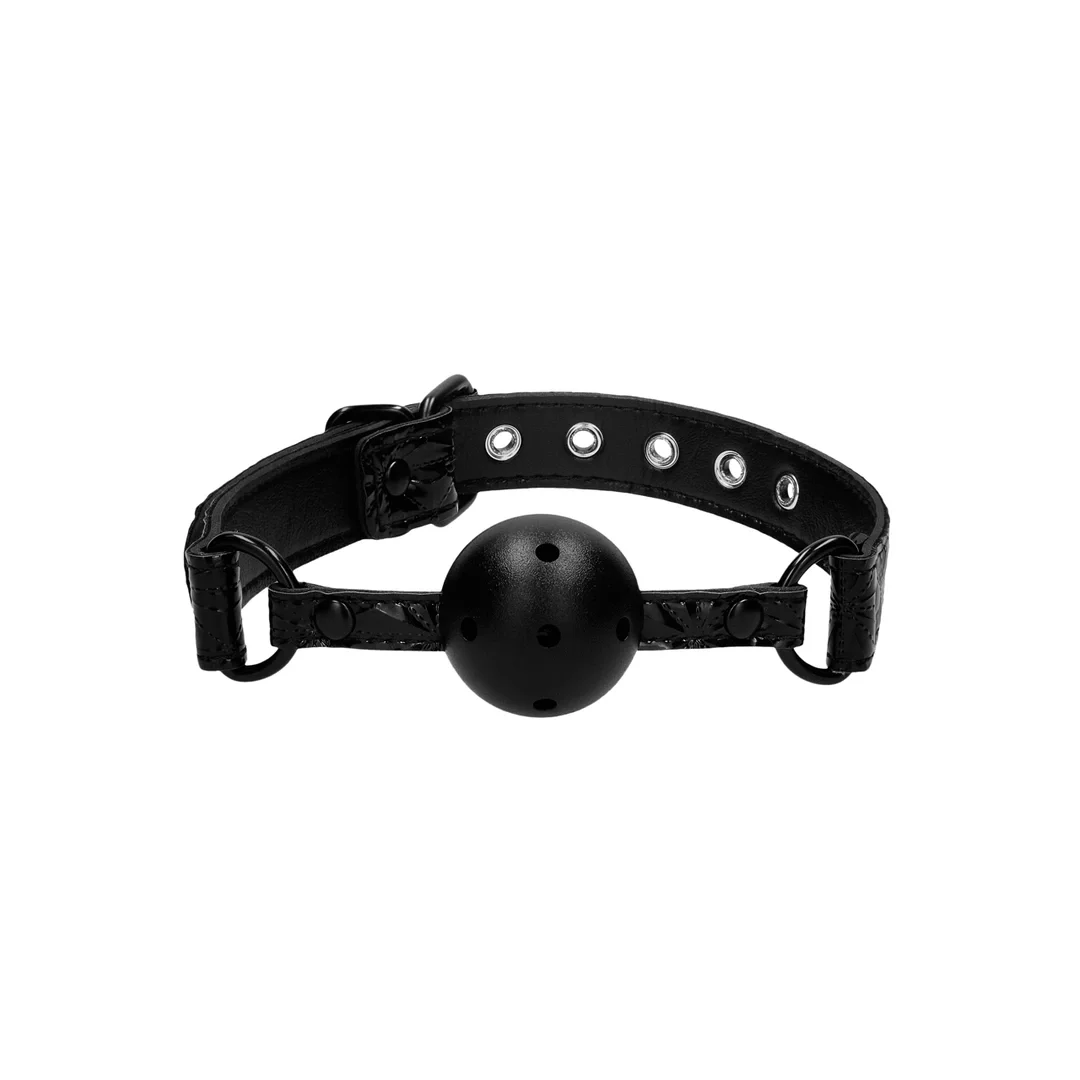 OUCH! Oddychający knebel kulkowy neopren skora regulowany 62cm — zdjęcie 2