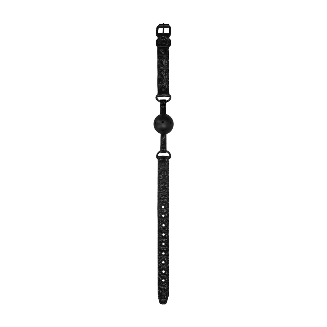 OUCH! Oddychający knebel kulkowy neopren skora regulowany 62cm — zdjęcie 3