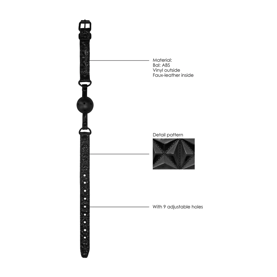 OUCH! Oddychający knebel kulkowy neopren skora regulowany 62cm — zdjęcie 6