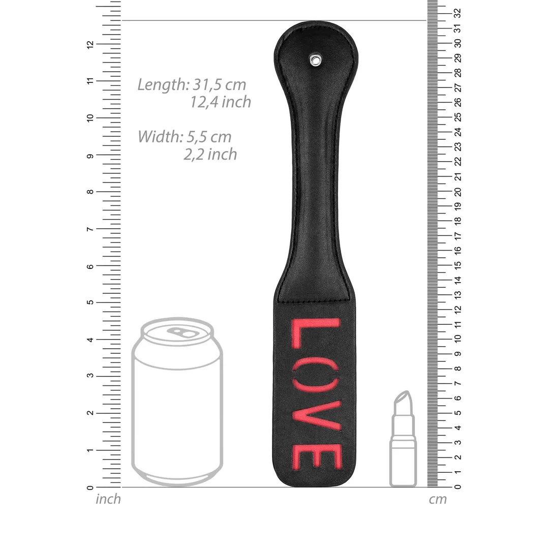Ouch! Paddle LOVE - wytrzymała skora, unikalny wzor, czarne — zdjęcie 3