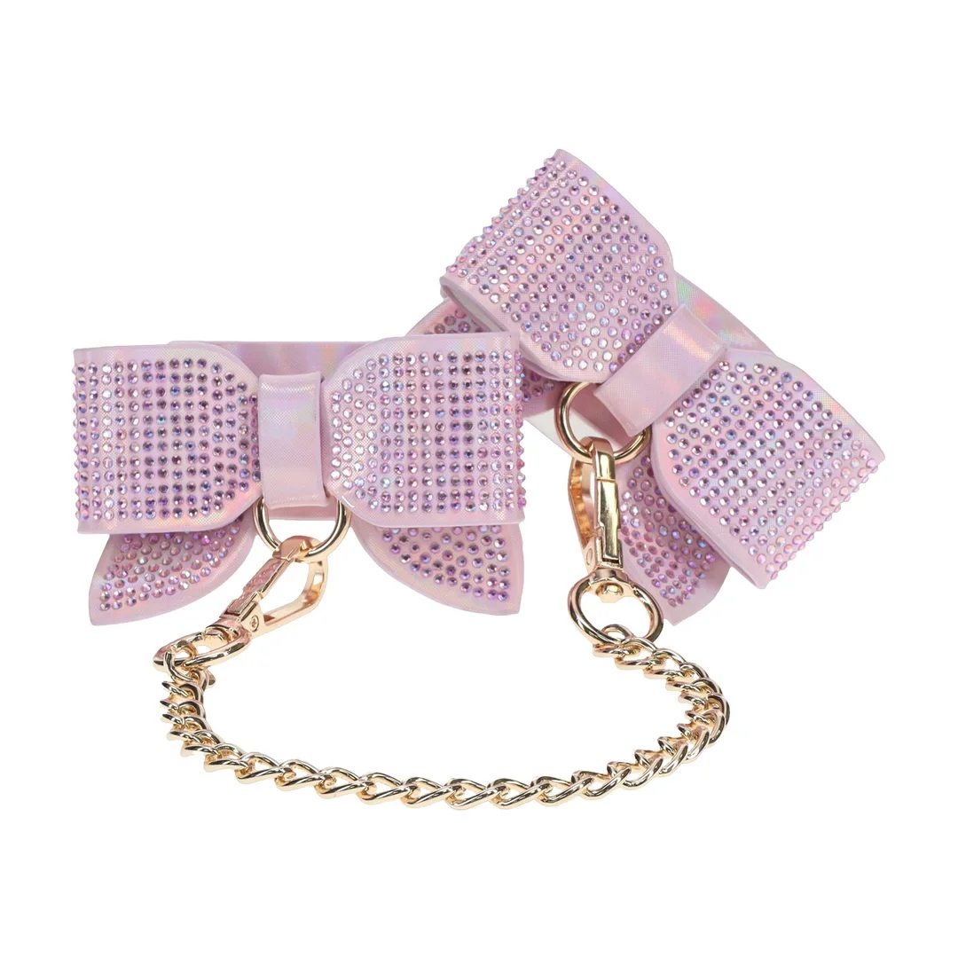 Ouch! Paris Collection kajdanki skorzane rożowe high fashion — zdjęcie 3