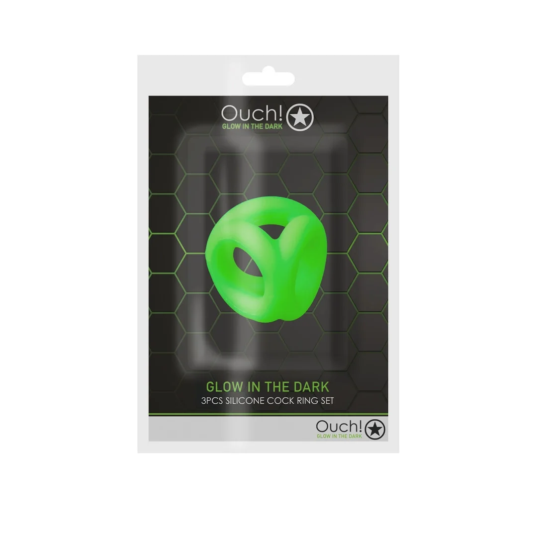 Ouch! Pierścień silikonowy Glow in the Dark, fluorescencyjny zielony — zdjęcie 2