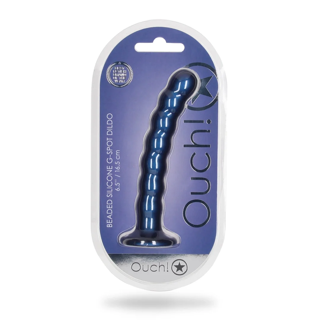Ouch! Silikonowy model G-Spot z koralikami i przyssawką 16,5 cm zielony — zdjęcie 2