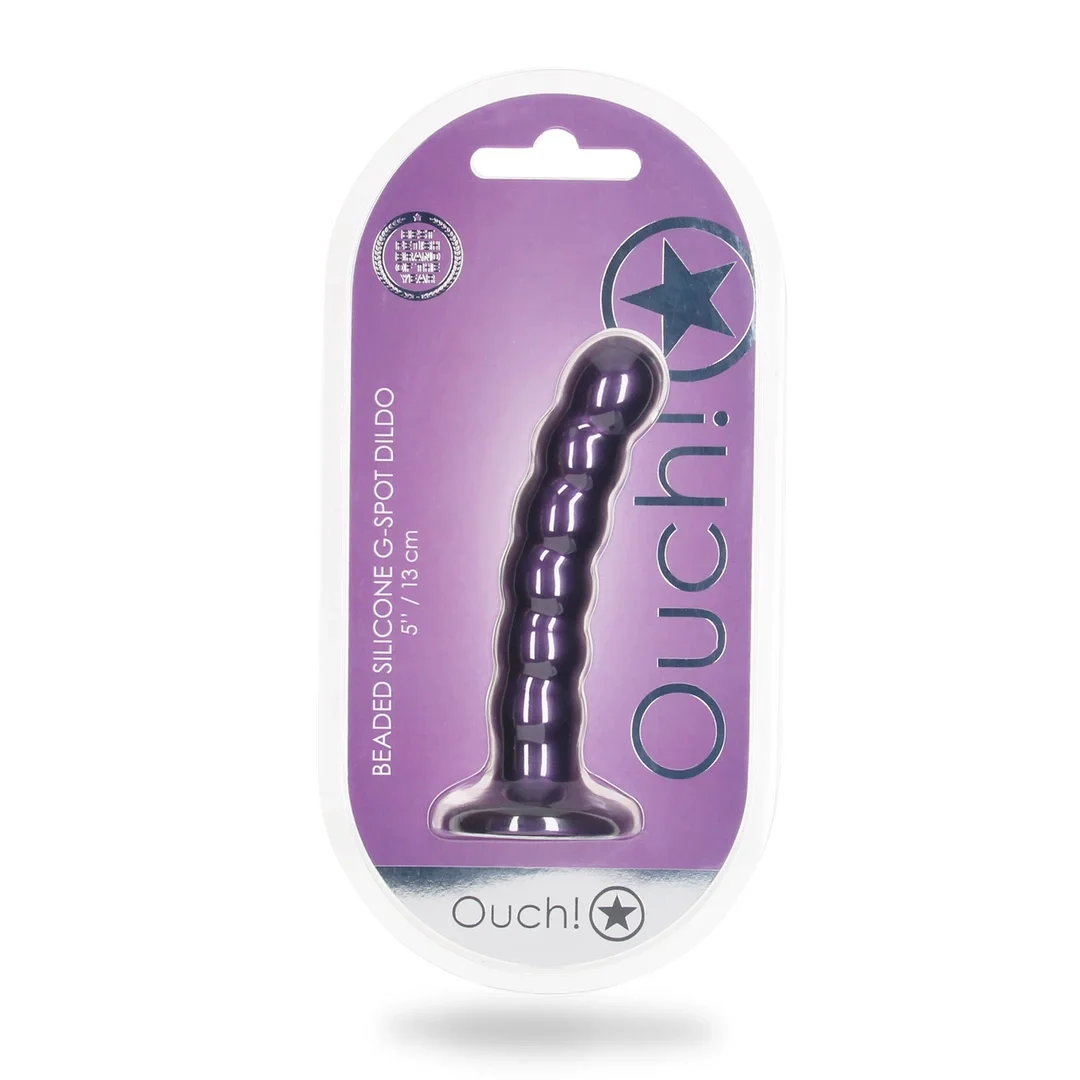 Ouch! silikonowy model koralikowy z przyssawką 13 cm, metaliczny — zdjęcie 2