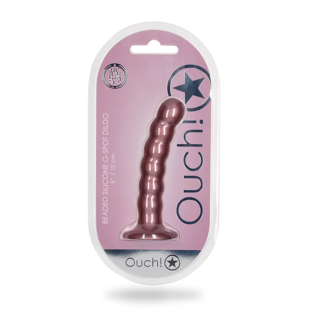 Ouch! Silikonowy model koralikowy z przyssawką 13 cm metaliczny — zdjęcie 2