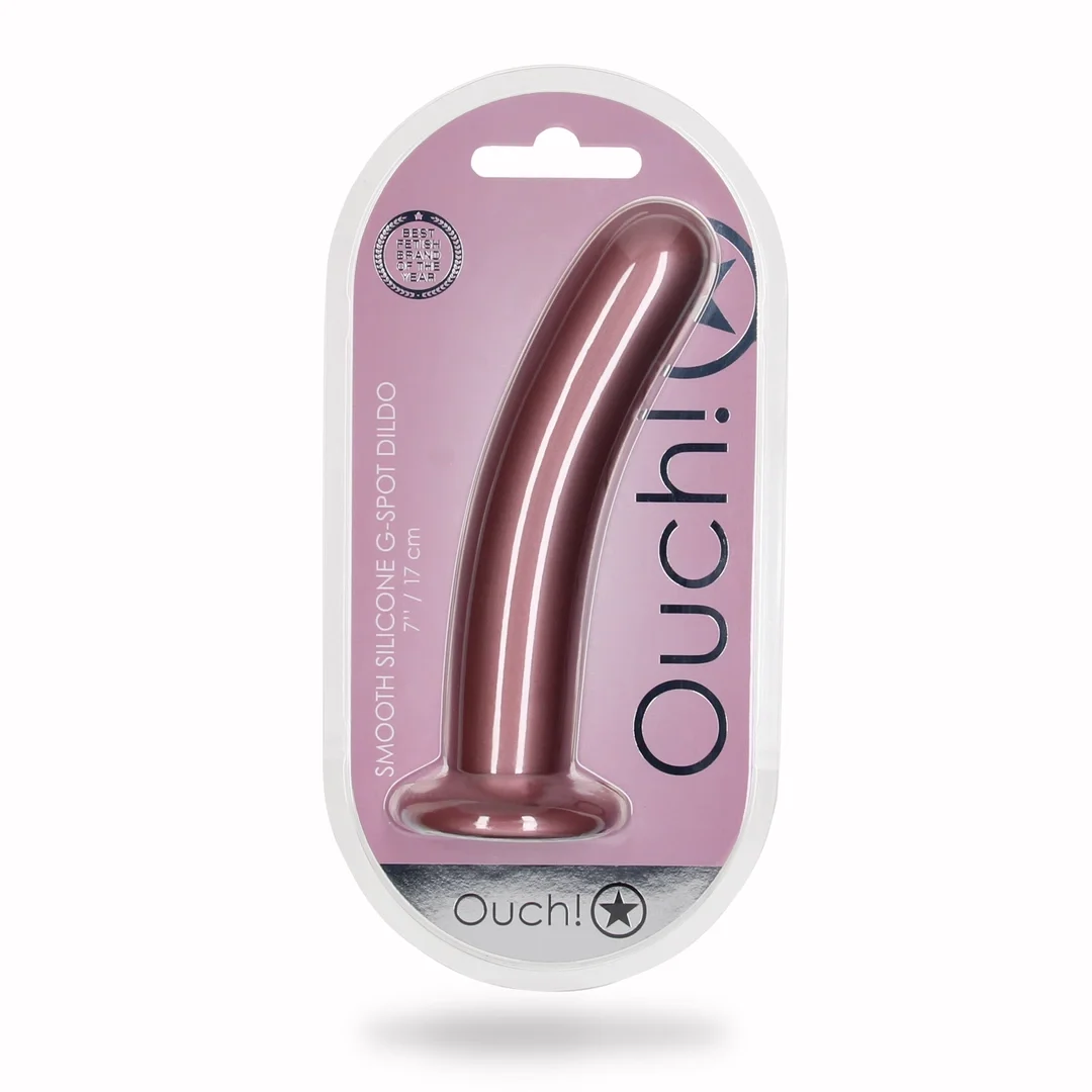 Ouch! Smooth Silicone 17 cm - anatomiczny model z przyssawką, metaliczny — zdjęcie 2