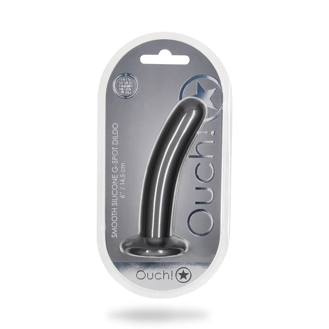 Ouch! Smooth Silicone Model 14,5 cm z przyssawką, metaliczny kolor — zdjęcie 2