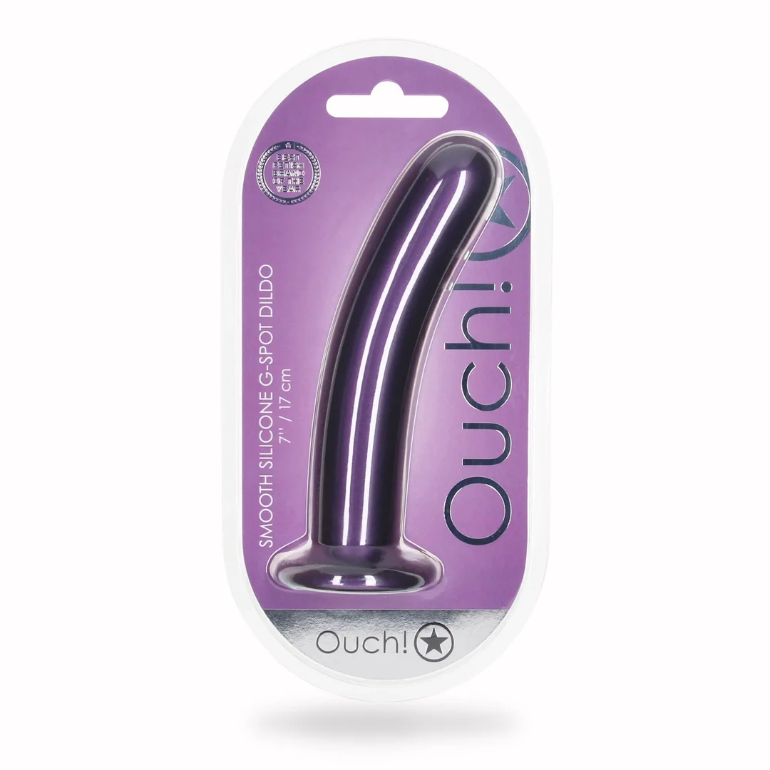 Ouch! Smooth Silicone Model 17 cm z przyssawką, metaliczny kolor — zdjęcie 2