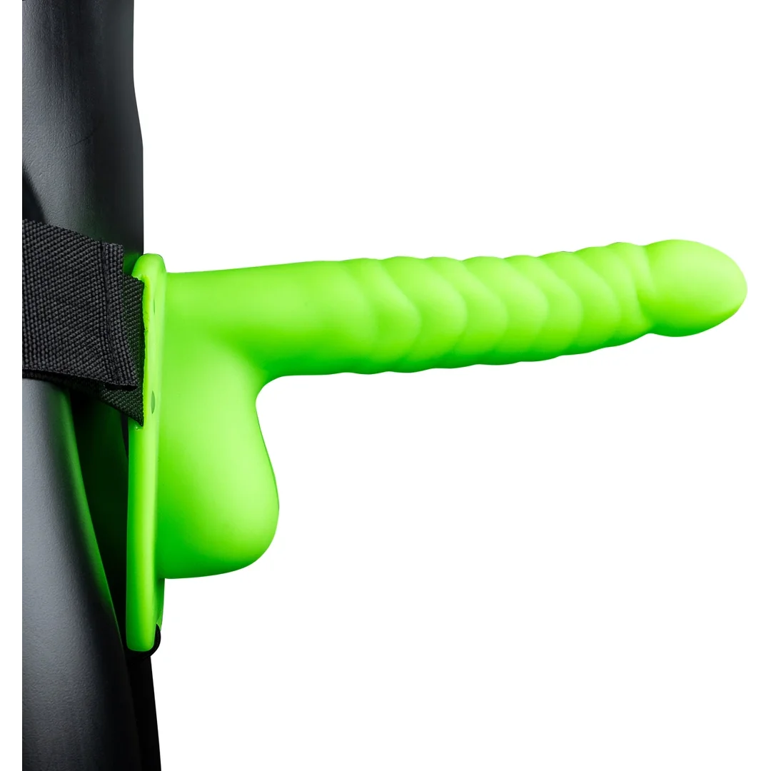 Ouch! Strap-On świecący w ciemności z anatomiczną podstawą 21 cm — zdjęcie 4