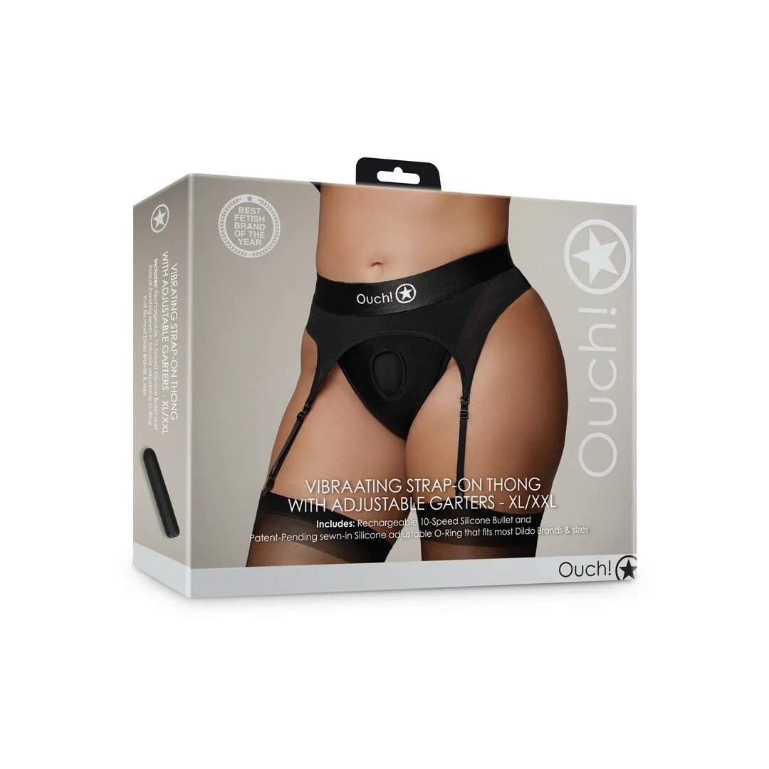 Ouch! Stringi wibrujące XL/XXL z regulowanymi podwiązkami i systemem O-Ring — zdjęcie 2
