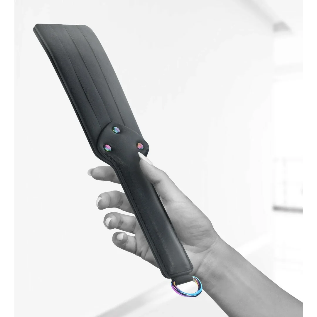 Ouch! Venice Collection Paddle Black - elegancka skorzana łopatka — zdjęcie 2