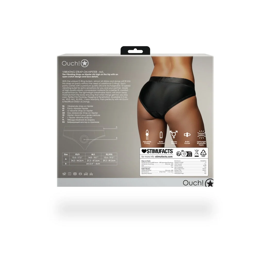Ouch! Vibrating Strap-On Hipster M/L - Majtki z wibracją i koronką — zdjęcie 4