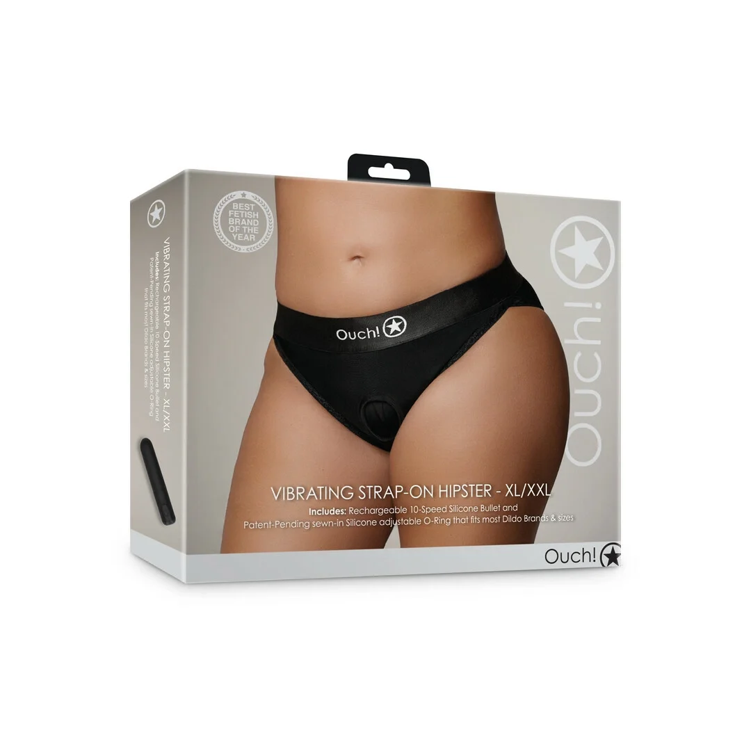 Ouch! Vibrating Strap-on Hipster XL/XXL - majtki z wibracją i koronką — zdjęcie 2