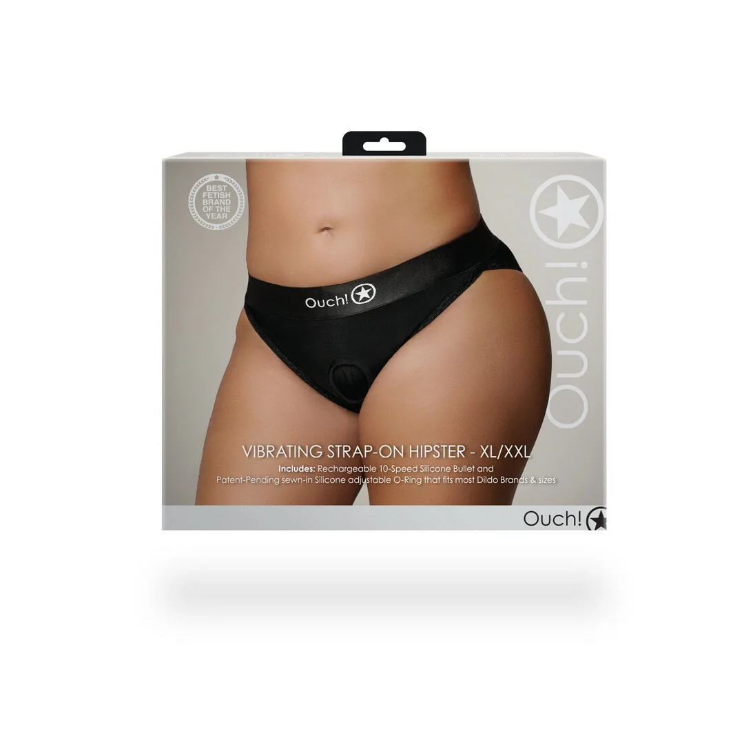 Ouch! Vibrating Strap-on Hipster XL/XXL - majtki z wibracją i koronką — zdjęcie 3