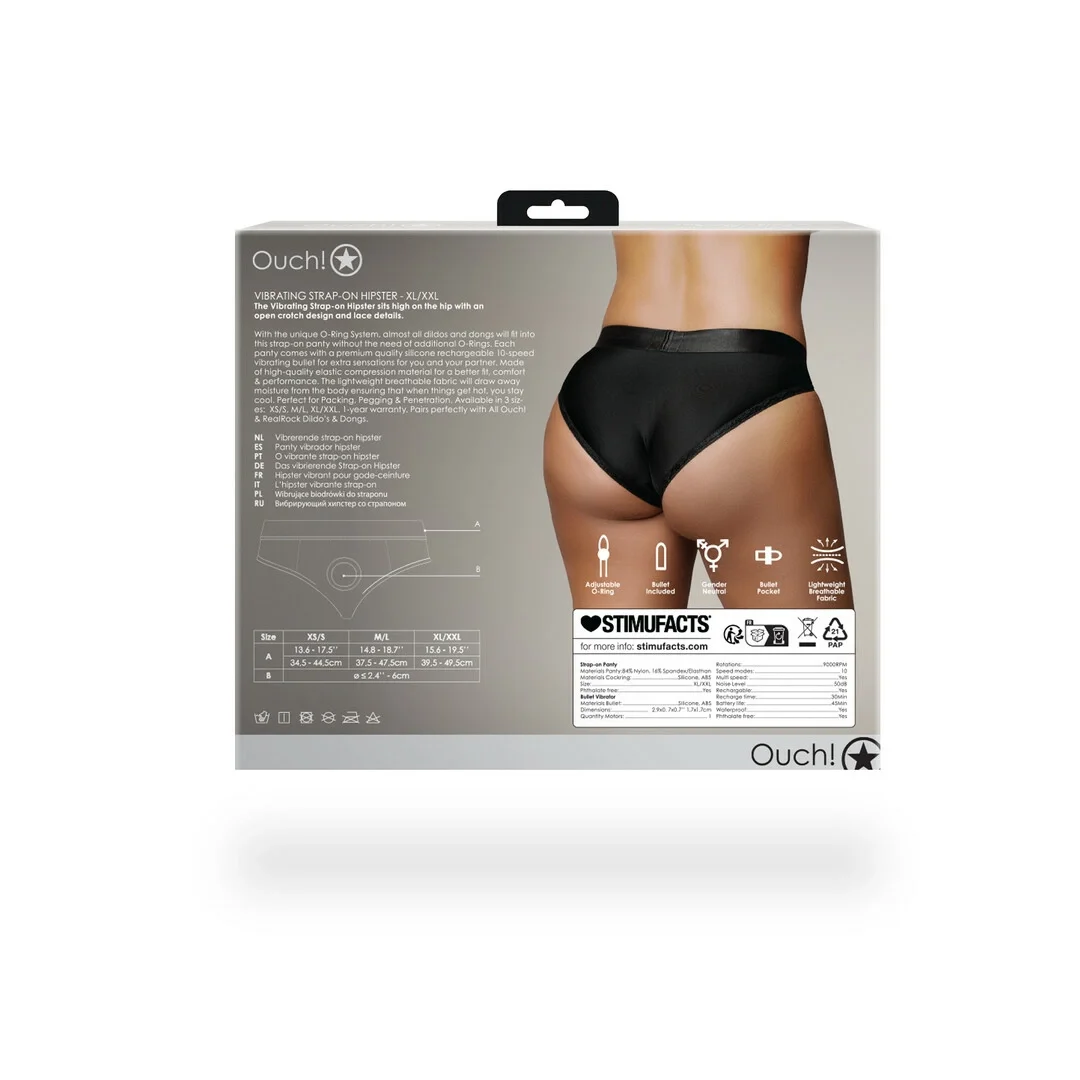 Ouch! Vibrating Strap-on Hipster XL/XXL - majtki z wibracją i koronką — zdjęcie 4