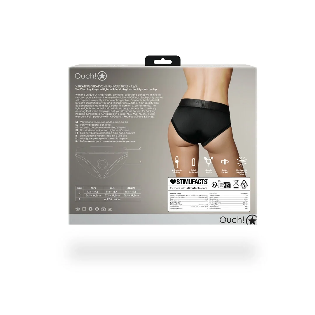 Ouch! Wibrujące majtki z wysokim stanem XS/S - 10 trybow wibracji — zdjęcie 4