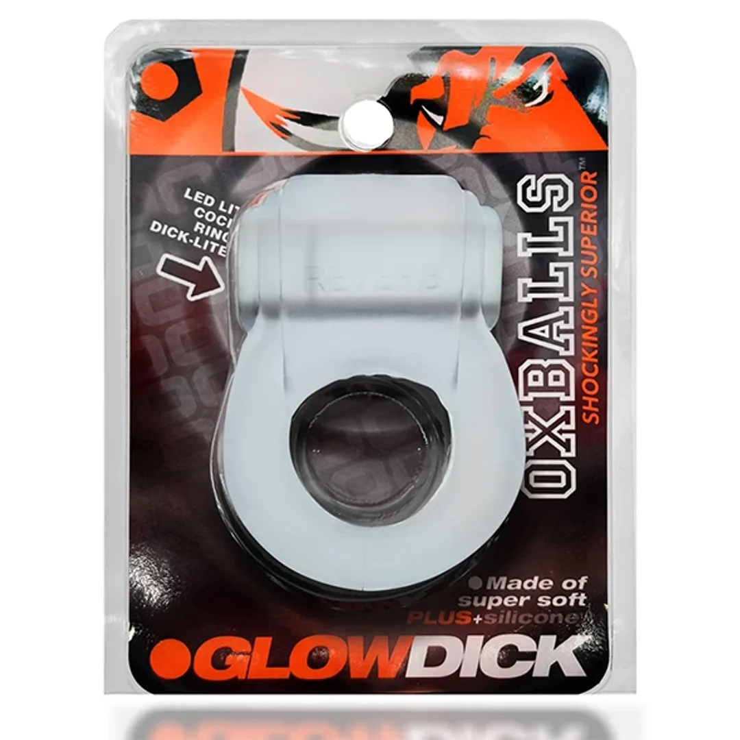 Oxballs Glowdick pierścień LED z wibracjami silikon przezroczysty — zdjęcie 8