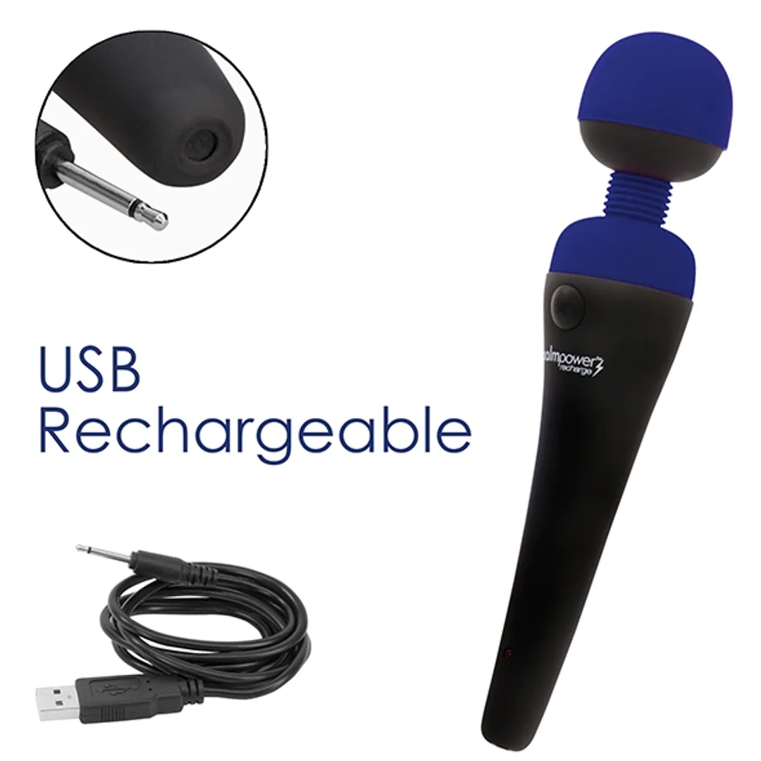 PalmPower Recharge masażer rożdżka z ruchomą głowką niebieski IPX7 — zdjęcie 9