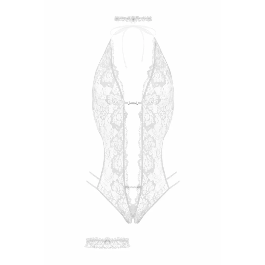 Passion Body Renee białe - koronkowy model z kwiatowym wzorem L/XL — zdjęcie 7