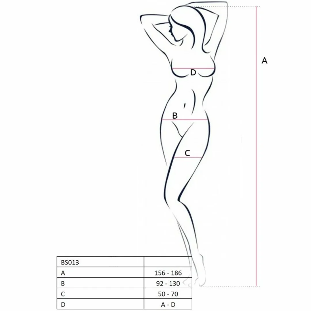 Passion BS013 Bodystocking biały, siateczkowy, uniwersalny rozmiar — zdjęcie 2