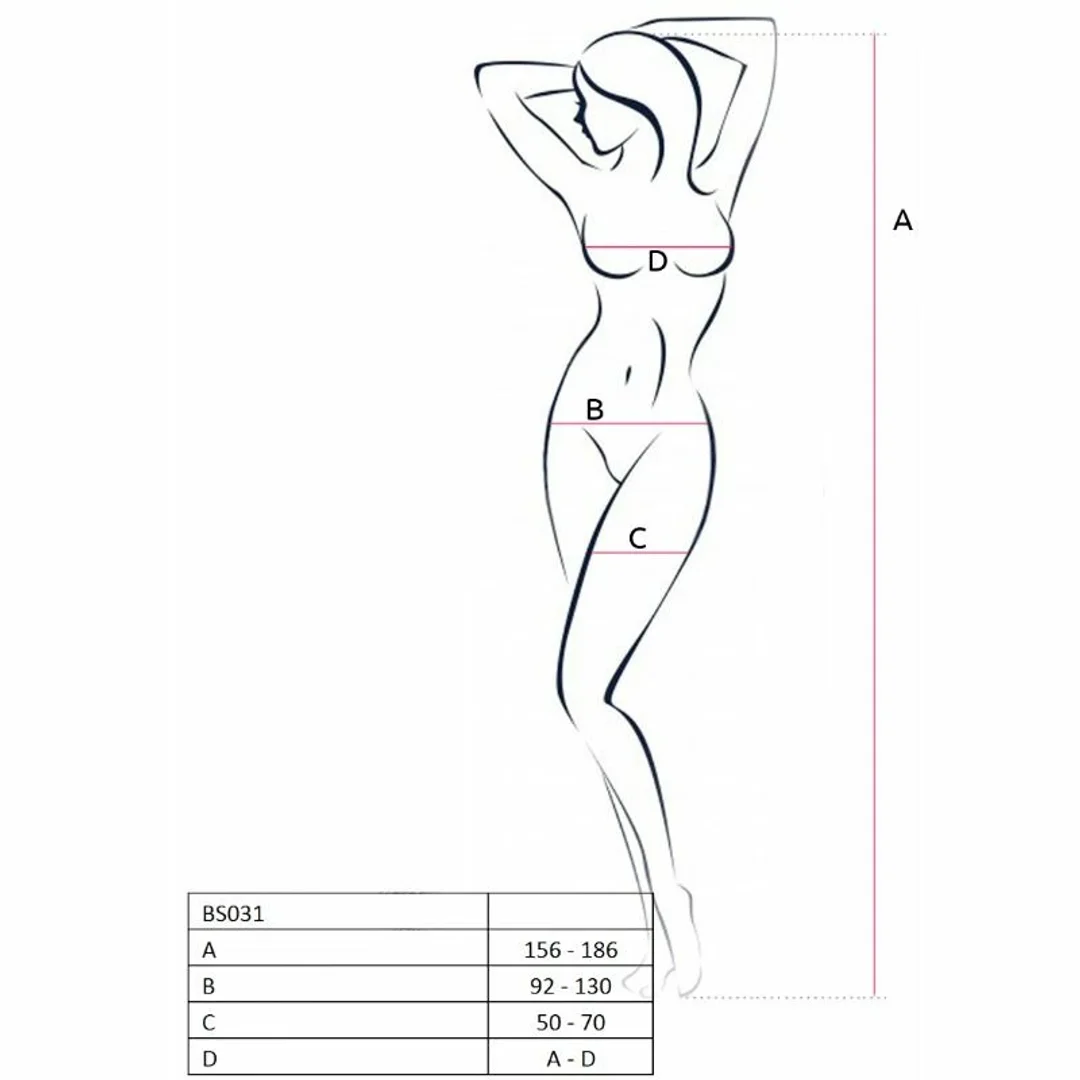 Passion BS031 Bodystocking czarny z ażurowym haftem One Size — zdjęcie 2