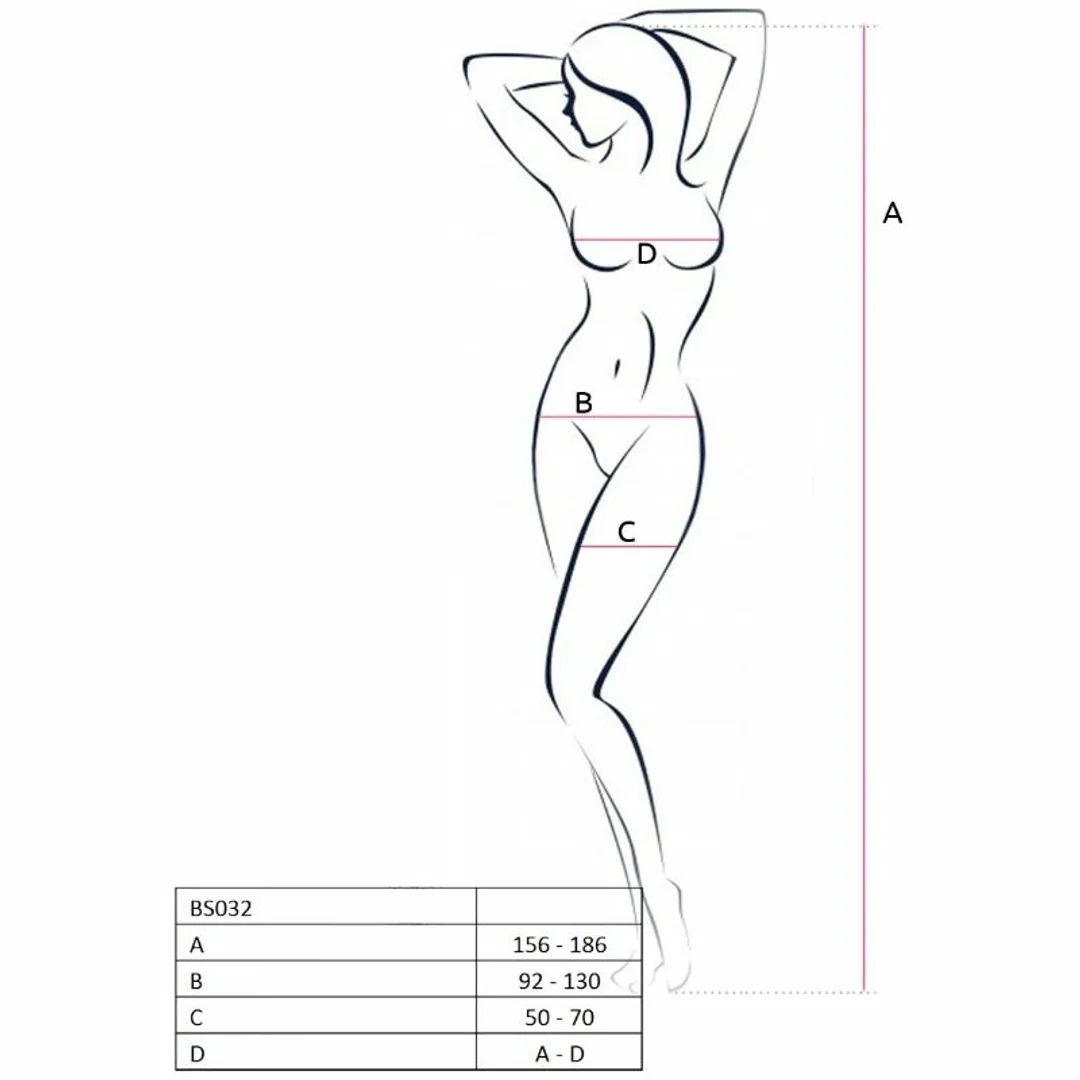 Passion BS032 bodystocking kabaretka czarny uniwersalny rozmiar — zdjęcie 2