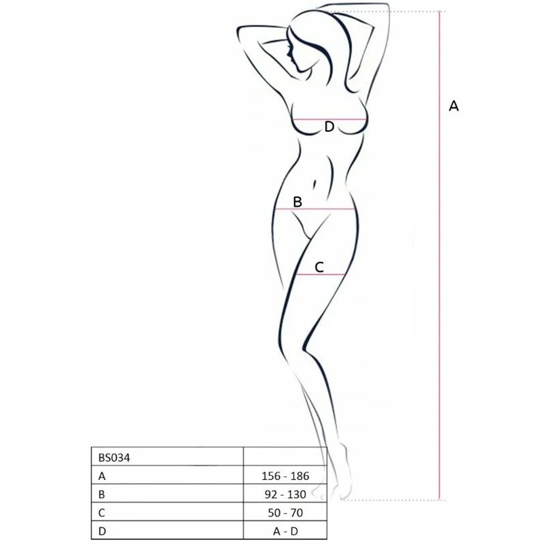 Passion BS034 Siatkowe Bodystocking z Haftem Czarny One Size — zdjęcie 2