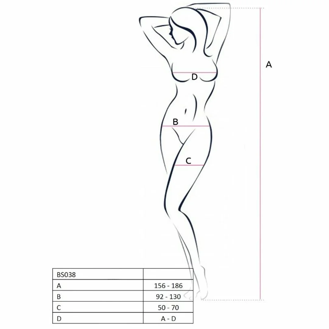 Passion BS038 Bodystocking biała z haftem, jeden rozmiar — zdjęcie 2