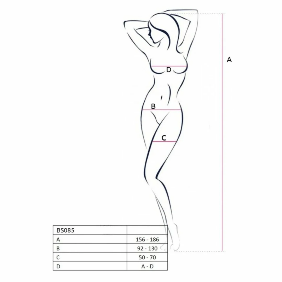 Passion BS085 biały kombinezon siateczkowy z geometrycznym wzorem One Size — zdjęcie 5