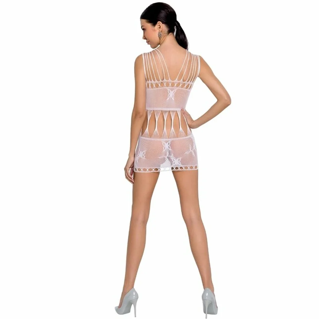 Passion BS090 Bodystocking biała - elastyczna siateczka, jeden rozmiar — zdjęcie 2