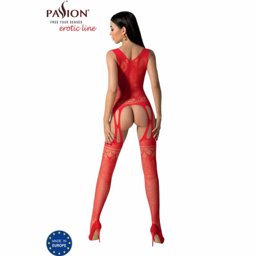 Passion BS099 Czerwone Bodystocking Jednoczęściowe Uniwersalne — zdjęcie 4